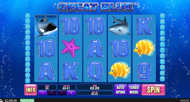 Great Blue Main Screen